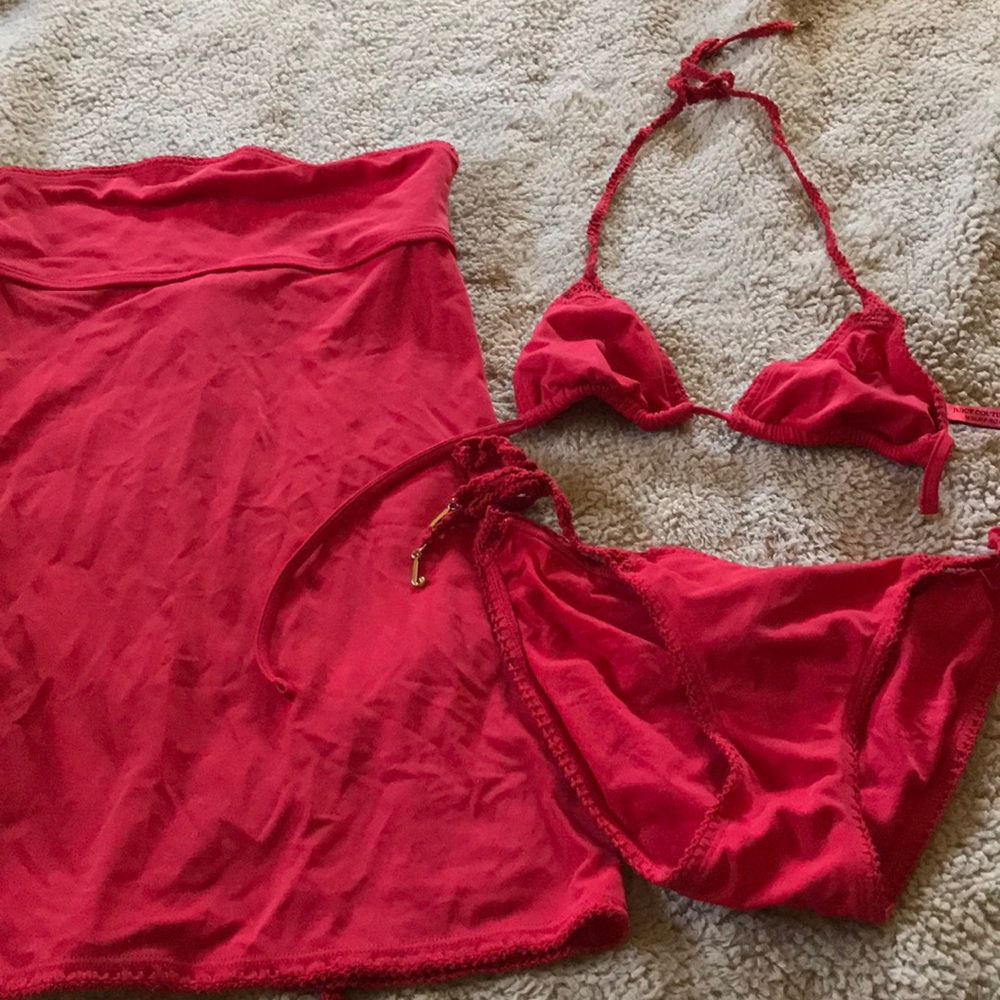 Juicy couture small red bikini matching cover